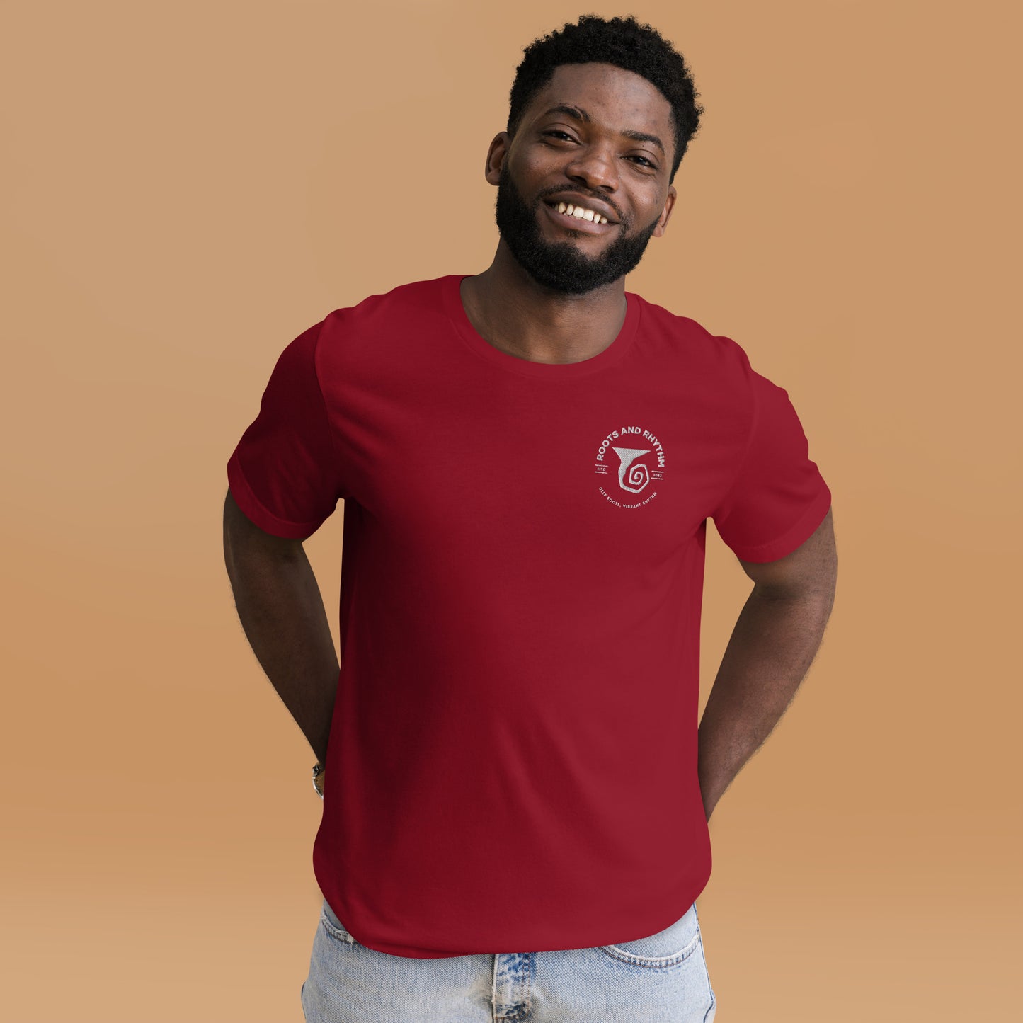 Roots and Rhythm Embroidery Unisex t-shirt